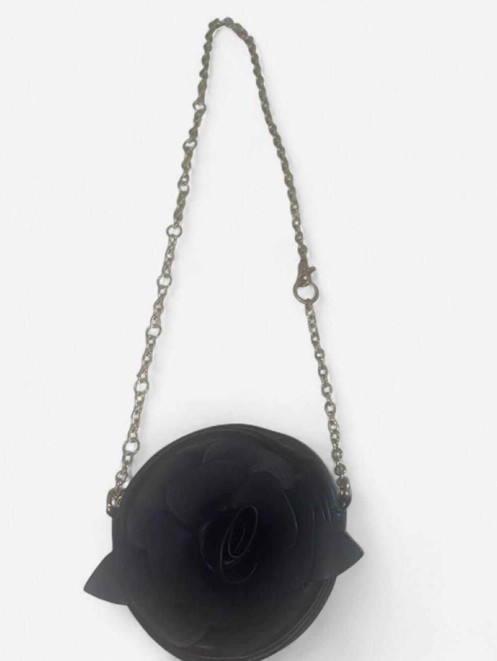 Betsey Johnson Black Rose Crossbody Bag with Gold Chain